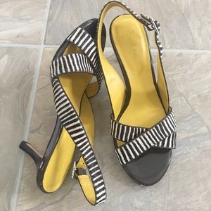 Boden Pony Hair Leather Slingback Sandals